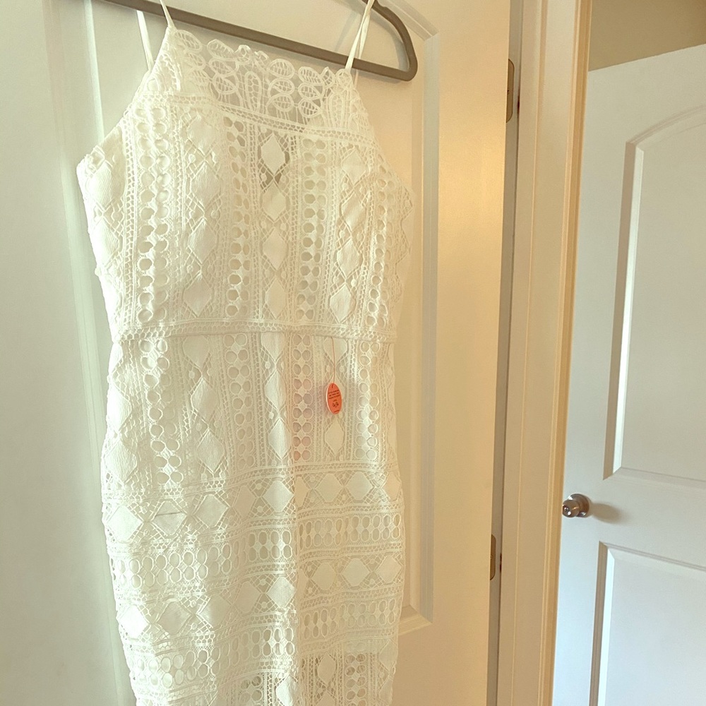 White midi detailed dress